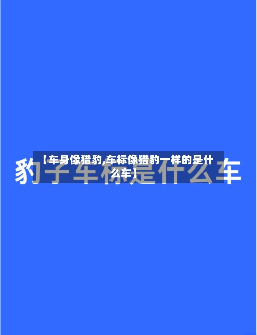 【车身像猎豹,车标像猎豹一样的是什么车】